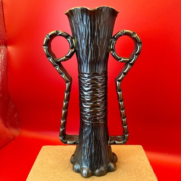 Other - VINTAGE BRONZE VASE, TEXTURED SURFACE AND STYLIZED HANDLES
